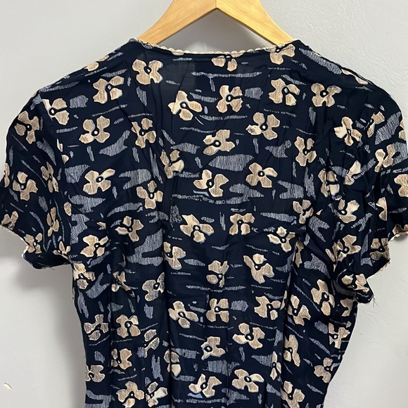 Vintage Mini Button Front Dress Blue Floral M - Picture 8 of 10